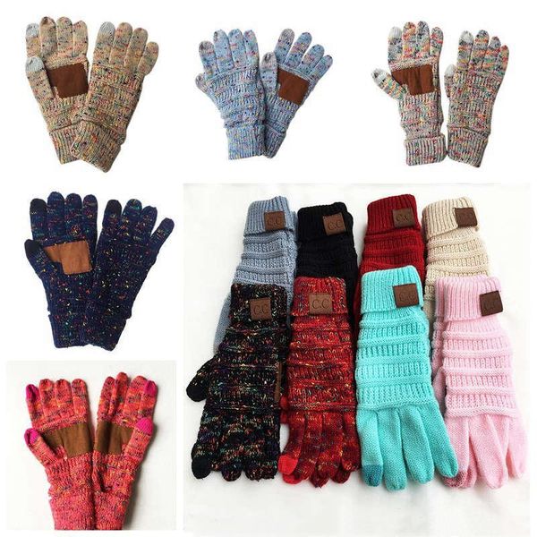 

Dhl new 16 color in knitting touch creen glove capacitive glove women winter warm wool glove anti kid knitted telefinger glove, White