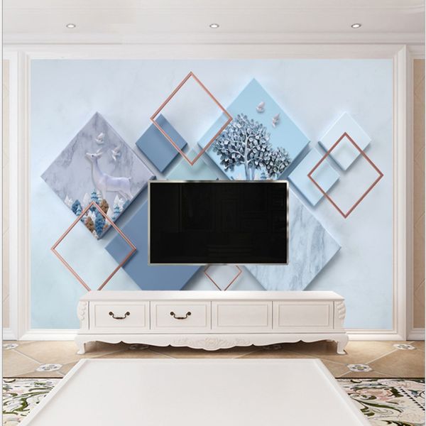 Modern Simple 8d Tv Background Wall Paper Living Room 3d Three Dimensional Mural Wall Paper Decoration Film And Television Wall Cloth Nordic Simpsons