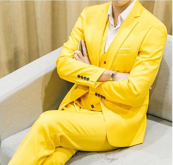

custom made yellow men's west slim fit groom dress ball fashion trends latest jacket pants 3 pieces (jacket+pant+vest, White;black