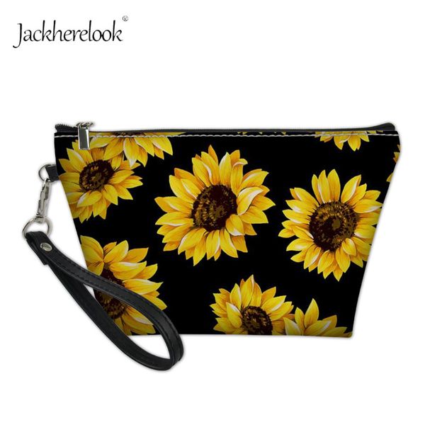 

jackherelook yellow sunflower print cosmetic pouch bag floral travel clutch toiletry bag mini coin storage collage pouch