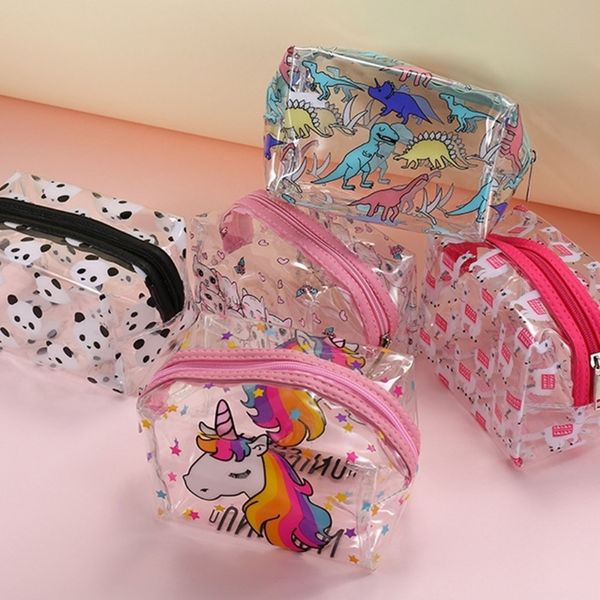 

unicorn pvc makeup bag waterproof cute clear transparent plastic pvc travel makeup cosmetic toiletry zip bag pouch