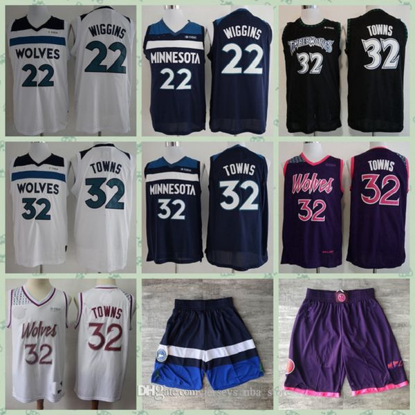 

мужские vintage 21 гарнетт прошитой миннесота тимбервулвз 32 города 22 уиггинс баскетбол джерси шорты, Black;red