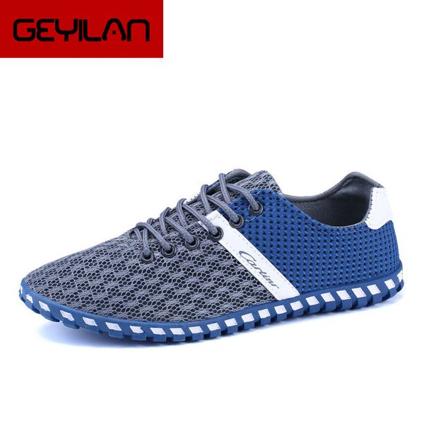 

2019 summer boat shoes men sneakers breathable mesh men casual shoes krasovki comfortable lace-up flat, Black