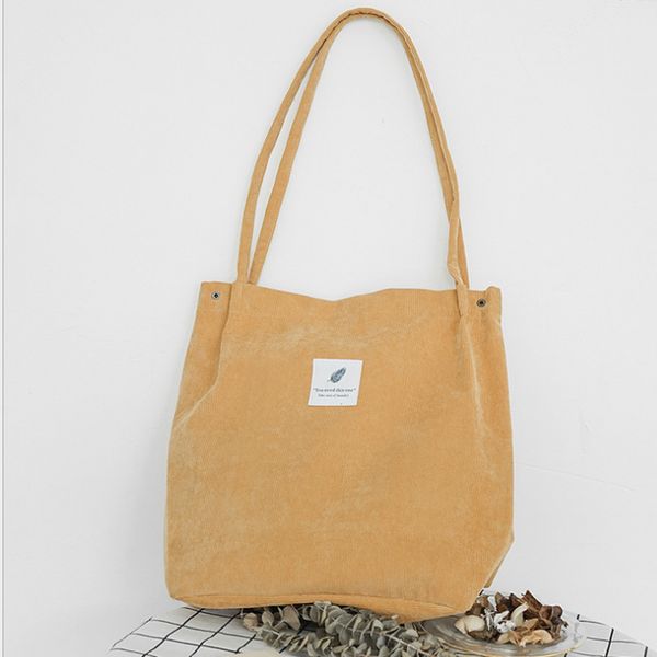 

женщины сумок дамы вельвет + хлопок одно плечо сумки девушки школа женщины большой вместимость бич eco складывая сумка (желтый