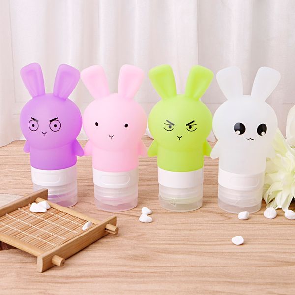 

portable travel cute cartoon silicone vial travel 75ml empty squeeze travel bottle for shampoo lotion tool