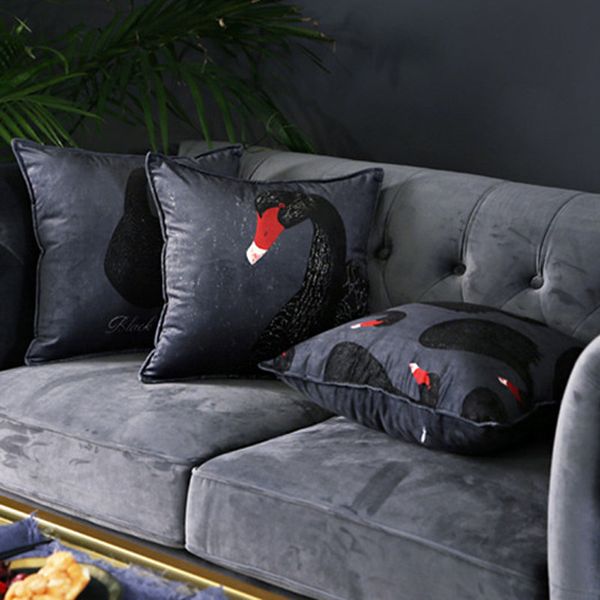 

proud black swan pillow cushion cover plaid throw decorative pillows letters cojines decorativos para sofa coussin cushions