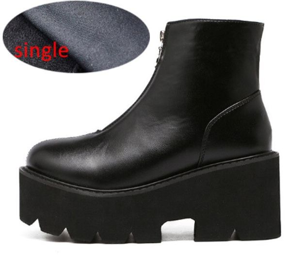 

yeeloca 2020 women boots a001 platform thick sole boots woman pu leather upper female shoes size 40 kz1548, Black