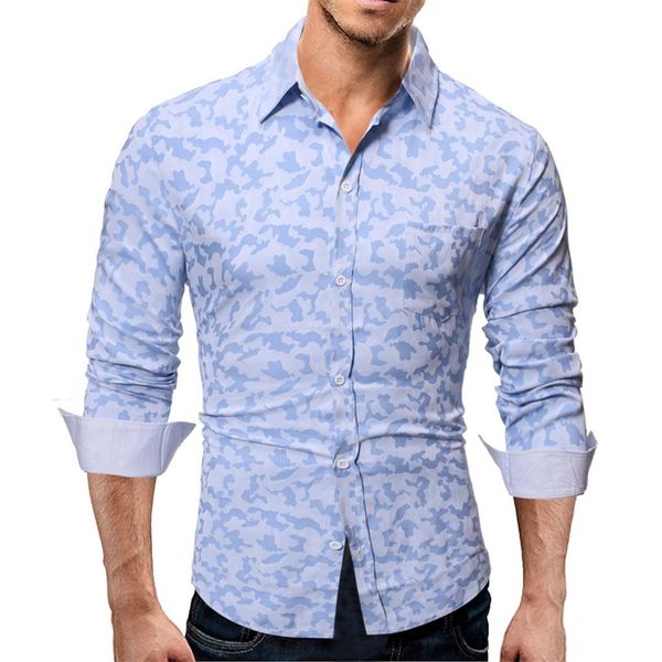 

shirt men's autumn business leisure printing long-sleeved shirt blouse streetwear camisa dos homens camisas #3, White;black