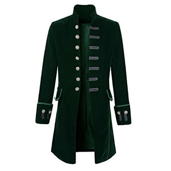 

big and tall men velvet long blazer jacket gothic steampunk tailcoat coat halloween costume male casual outerwear, White;black