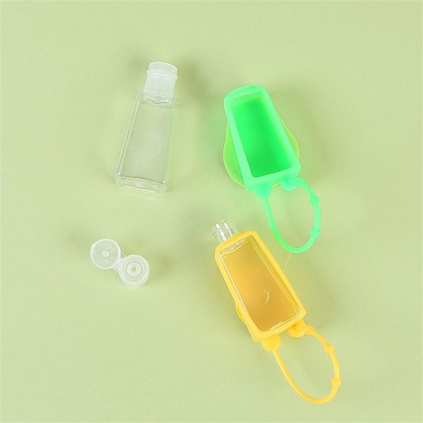 

30мл пластиковые бутылки косметические хранения с гибким силиконовые рукава слейте дезинфицирующее бутылки мини духи контейнер повесьте тип