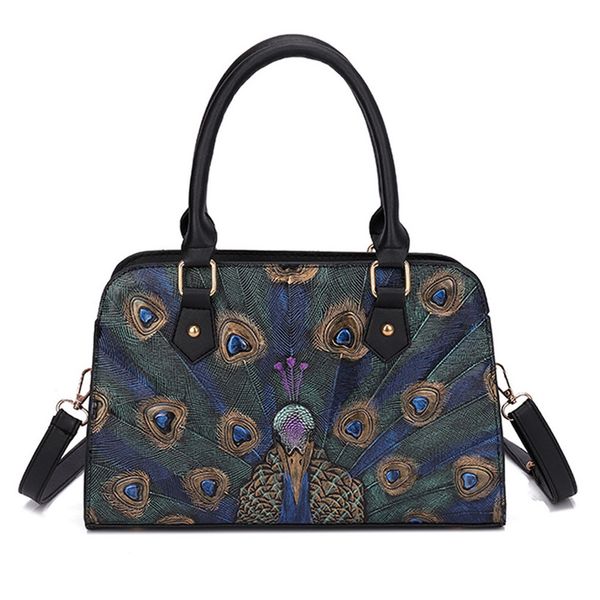 

original brand women's leather handbag female animal printing zipper handle bags designer luxury shoulder bags for women