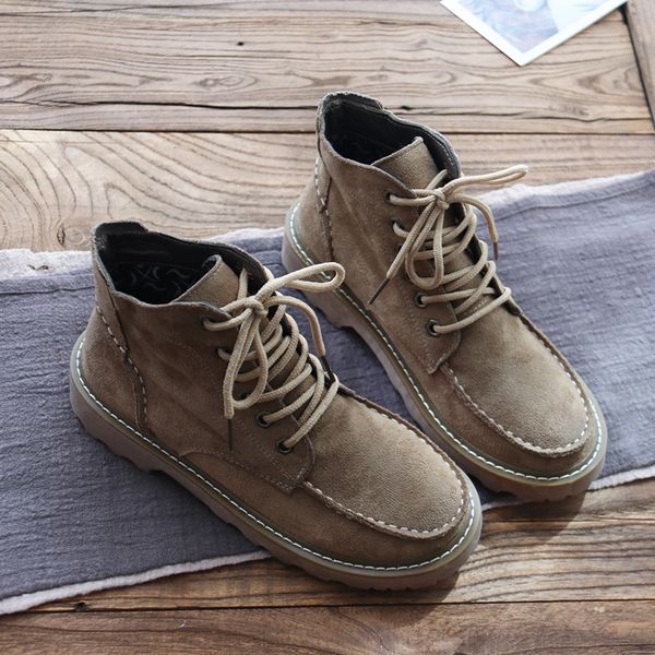 

harajuku retro england boots round head high-help shoes wild short boots motorcycle mori literary flat single, Black