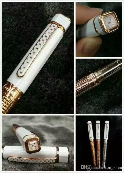 

copy korloff pen square white ceramic rosegolden roller ball pen luxury pen -- no box
