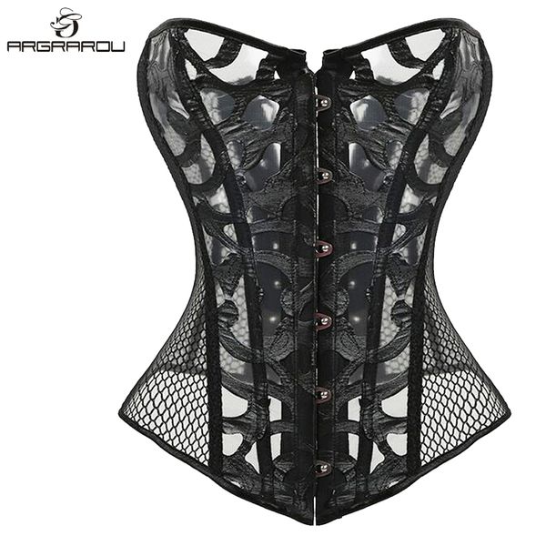 

corsets bustiers for women steampunk gothic waist trainer corset overbust boned lace up basque corselet black white s-2xl