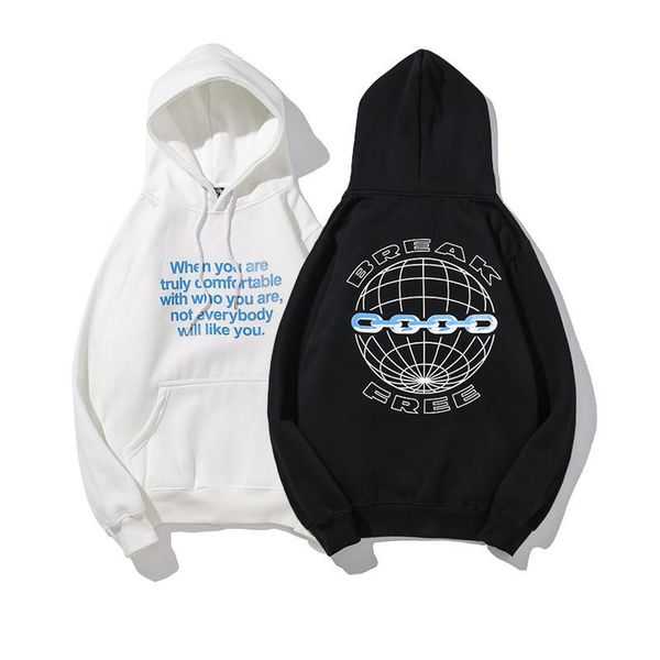 

women men designer fashion hoodies 2019 trend solid color long sleeve sweater mens luxury letter printing with big pocket hoodies asian size, Black