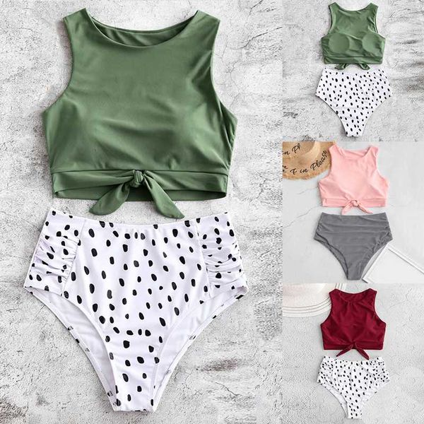 

swimwear women high waist bikini set knot push up swimsuit biquini female bathing suit beachwear high waist bikinis mujer