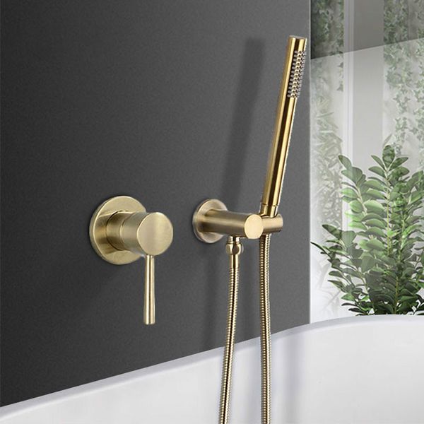 

brushed gold wall mounted shower set luxury europe style and cold mixer faucet full brass hand shower