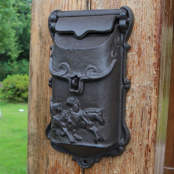 2019 Cast Iron Mailbox Outdoor Post Mailbox Wall Mount Decorative