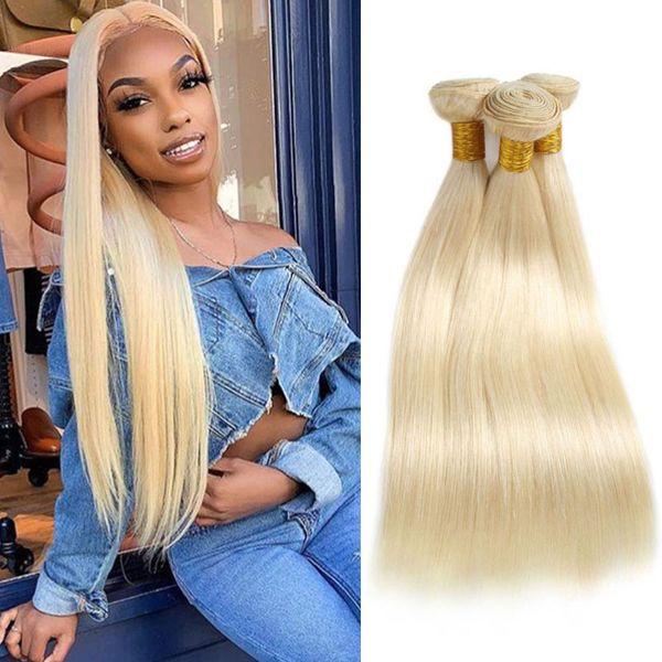 

indian human hair extensions straight blonde double wefts 3 bundles virgin hair mink weaves 8-30inch 613# color straight 613#, Black