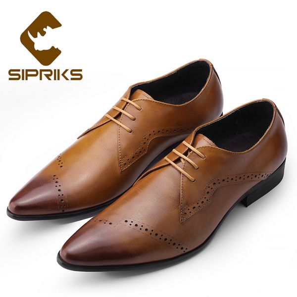 

sipriks mens genuine leather shoes vintage designer brogues shoes boss business office brown gents suit derby wedding 44, Black