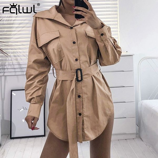 

fqlwl autumn casual trench coat women long sleeve sashes windbreaker women outwear ladies streetwear long trench coat female, Tan;black