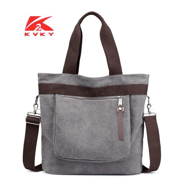 

2020 kvky марка большой карман повседневная сумка tote плеча женщин сумки холст большой емкости сумки для женщин