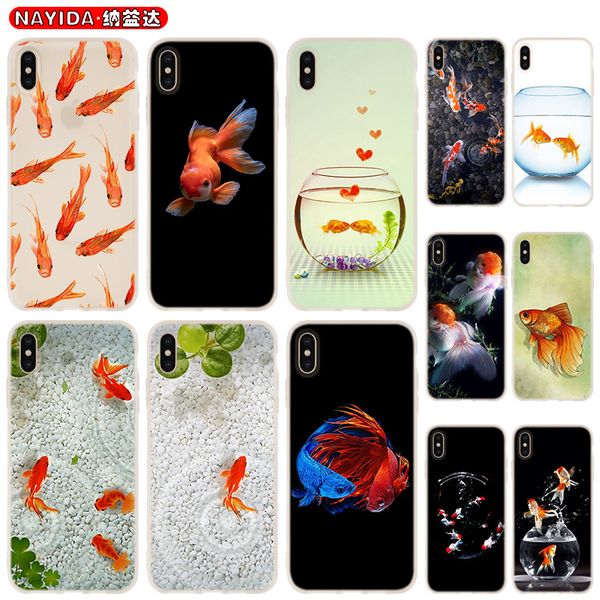 

soft phone case for iphone 11 pro x xr xs max 8 7 6 6s 6plus 5s s10 s11 note 10 plus huawei p30 xiaomi cover cute lovely goldfish