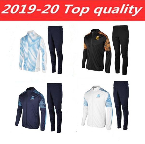 

2020 olympique de marseille tracksuit jersey training suit maillot de foot 19/20 payet thauvin om football jacket jogging tracksuit, Black
