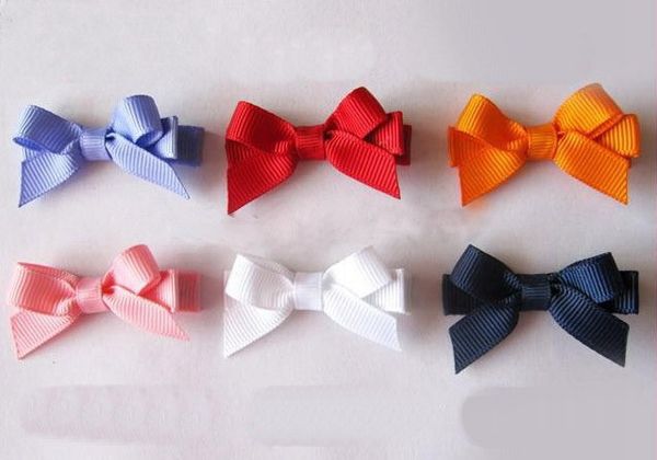 Piccoli fiocchi per capelli per bambini Clip semplicemente Mini neonato Mini capelli Bowknot Ragazza Bambini Forcina Candy Mini Barrettes Accessori per capelli 100 pezzi FJ3212