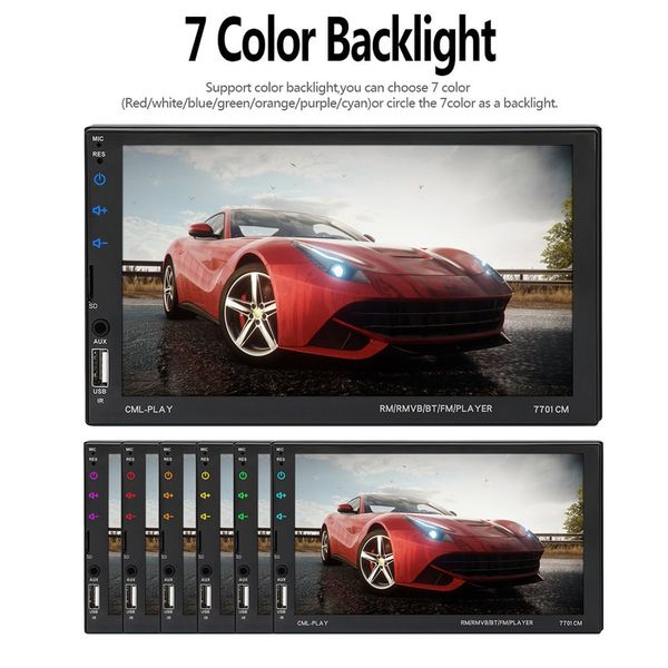 

7701 universal 2 din auto multimedia speler autoradio 2din stereo 7 "touch screen video mp5 speler auto radio four-lamp camera car