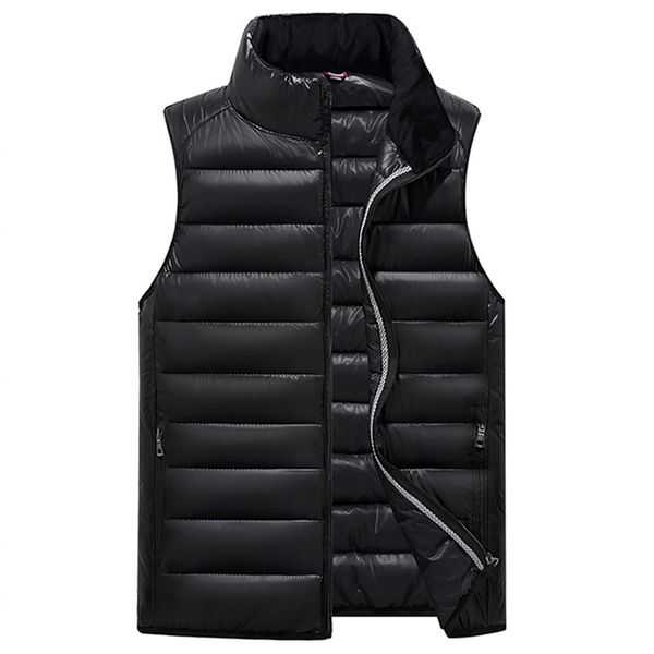 

wholesale-2017 winter men vest waistcoat thick warm cotton male vest sleeveless zipper solid casual men jacket coat parkas clothes gilet, Black;white