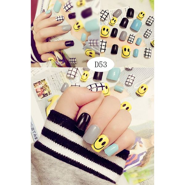 

fake nails finished hand nail easily patch 24 pieces of glue fashion short size lady full nail tips