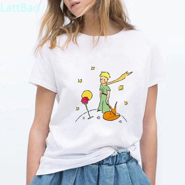 

little prince art printing female t-shirt streetwear beautiful retro pretty vestidos cute harajuku hip hop hipster t shirt, White