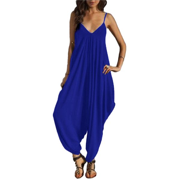 

new fashion women deep v-neck backless strap jumpsuit ladies loose summer beach harem jumpsuits romper playsuit pants wz011, Black;white