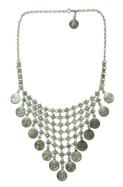 

golden silver coin заявление ожерелье турецкий цветок chainmail монета воротник клеопатра choker kuchi афганский танец живота tribal chic gy