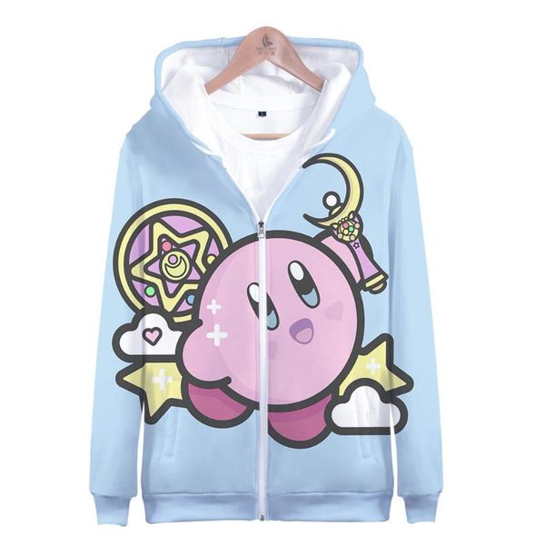 

game anime kirby 3d print women/men hoodies sweatshirts harajuku streetwear hip hop zipper hooded jacket funny clothes, Black
