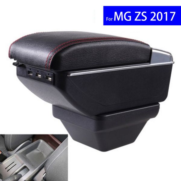 

leather car interior parts center console armrest box for mg zs 2017 2018 auto armrests with usb cup holder ing