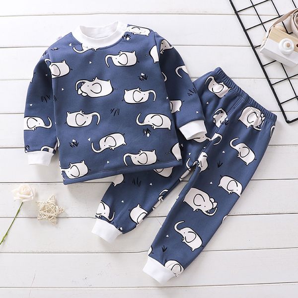 

new autumn winter girls boys underwear set thicken plush thermal kids clothes suit baby children warm sports clothing sets 2pcs, White