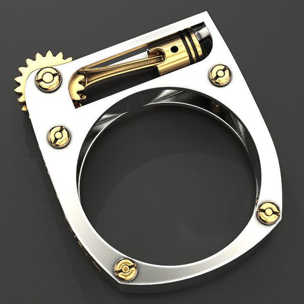 

geometric mechanical two-tone ring popular accessories valentine's day gifts for man, Silver