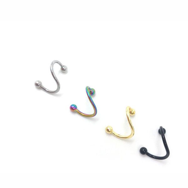 

fashion 4pcs/set stainless steel twist nose ear lip ring body piercing black golden colorful jewelry gift
