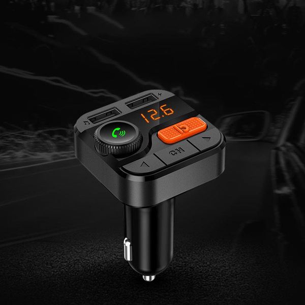 

aozbz wireless bluetooth car audio player adapter hands-car kit fm transmitter modulator support for dual usb charge