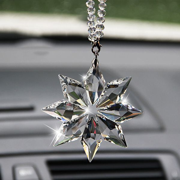 

car pendant transparent crystal snowflakes decoration suspension ornaments sun catcher snowflake hanging trim christmas gifts