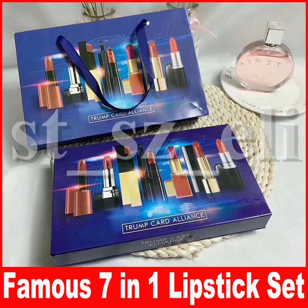 

new famous 7pcs lipstick set lips makeup matte lipstick the slim rouge luster retro lipsticks frost lip make up set