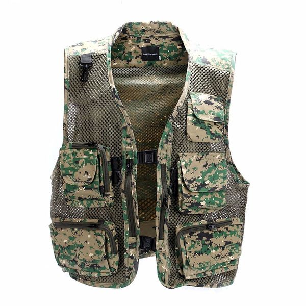 

big size polyester quick-drying fishing life jacket mesh fishing vest jacket multi-pocket pgraphy waistcoat life vest men