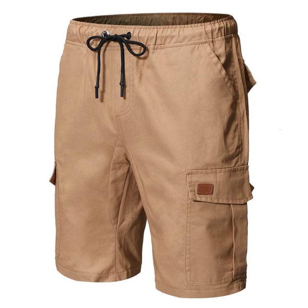 

yiwa fashion large size shorts men pure color patchwork leather belt casual shorts cotton drawstring soft men's men, White;black