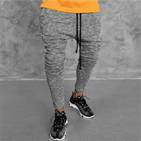 

2019 summer new mens cotton sweatpants gyms fitness workout solid trousers male casual fashion pencil pants joggers sportswear, Black