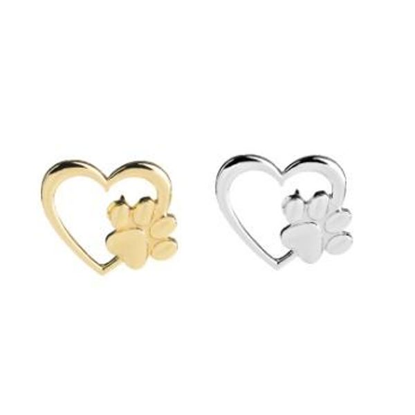 

pins lovely hollow love heart with tiny pet pawprint brooch charm cat dog footprint lapel pin bags jewelry pins brooches, Gray