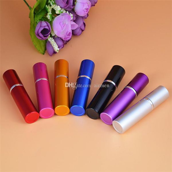 7 colori 5CC diffusori di oli essenziali bottiglia di profumo in alluminio liscio 5 ml atomizzatore ricaricabile bottiglie spray in vetro da viaggio fragranze per la casa