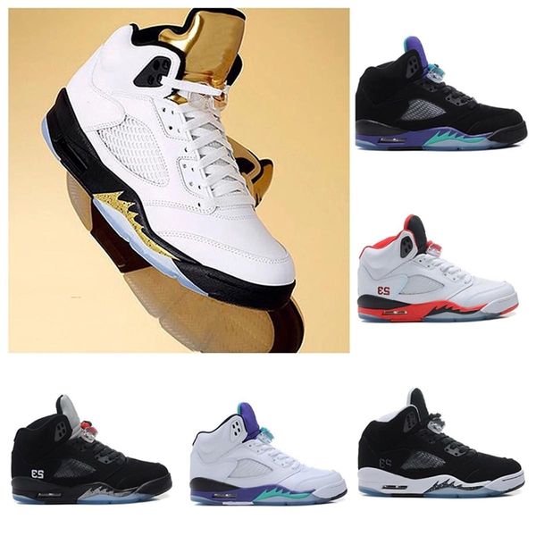 

5 v bordeaux 5s man basketball shoes og black metallic red blue suede fire red sport sneakers