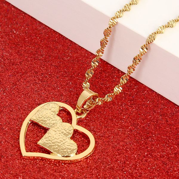 

heart pendant necklace chain gold color love romantic jewelry fashion women girl nice gift beautiful necklaces pendants supplies, Silver